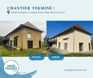 Avant Après rénovation de façade en pisé